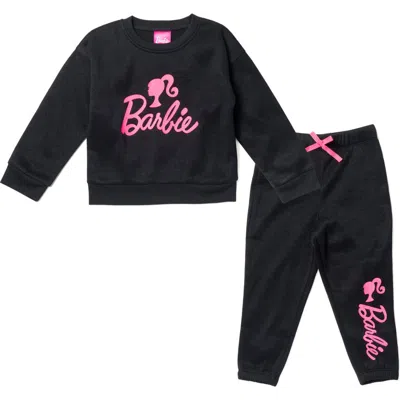 Barbie Kids'  French Terry Sweatshirt & Pants Set In Black