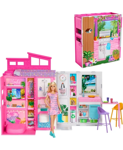 Barbie Kids' Getaway Doll House With  Doll, 4 Play Areas And 11 Decor Accessories In Multi