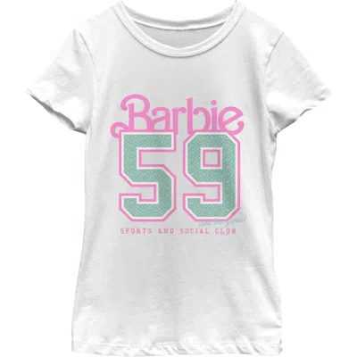 Barbie Kids'  Girls' Sports And Social Club Logo Graphic Short Sleeve T-shirt In White