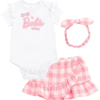 Barbie Babies'  Glitter Bodysuit And Skirt Set In Pink