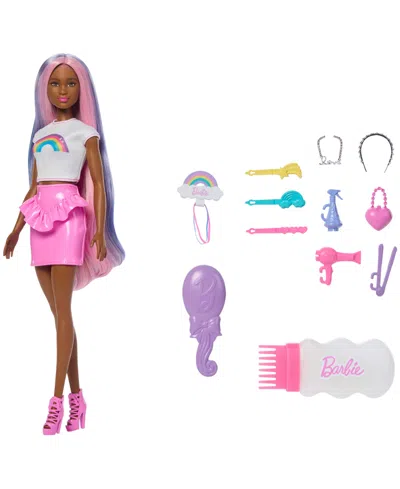 Barbie Rainbow Sparkle Hair Fashion Doll With Styling Accessories In Transparent