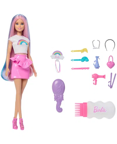 Barbie Rainbow Sparkle Hair Fashion Doll With Styling Accessories In Transparent