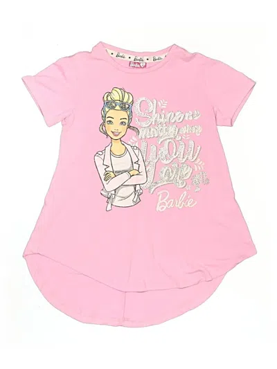 Pre-owned Barbie Kids' Short Sleeve Top Pink Keyhole Neckline Tops