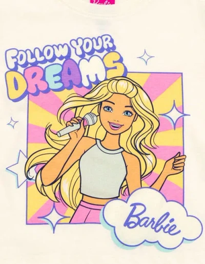 Barbie Kids'  T-shirt & Mesh Shorts Set In Yellow
