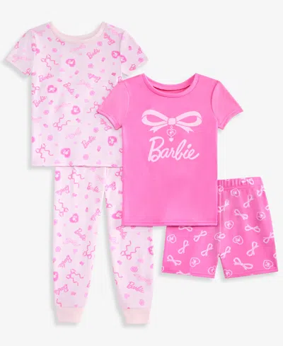 Barbie Babies' Toddler Girls' 2t-5t Hacci Pajamas, 4-piece Set In Pink