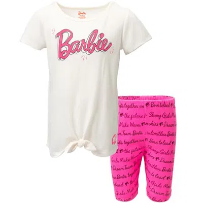 Barbie Kids'  T-shirt & Bike Shorts Set In White