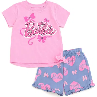 Barbie Kids'  T-shirt & Chambray Shorts Set In Blue