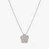 Barbie Womens 1/6 Ct. T.w. Natural White Diamond 10k Rose Gold Sterling Silver Flower 16 Inch Pendant Neckl In Transparent