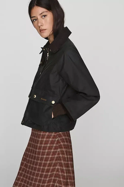 Barbour 100% Cotton Cropped Beadnell Jacket In Green