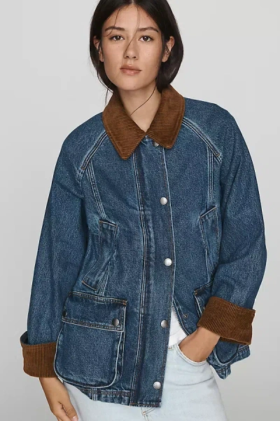 Barbour 100% Cotton Denim Jacket In Medium Wash
