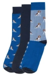 Barbour 3-pack Beagle Dog Socks In Blue Beagle