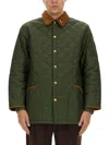 Barbour Quilted Long Length Jackets With Contrast Collar In Green