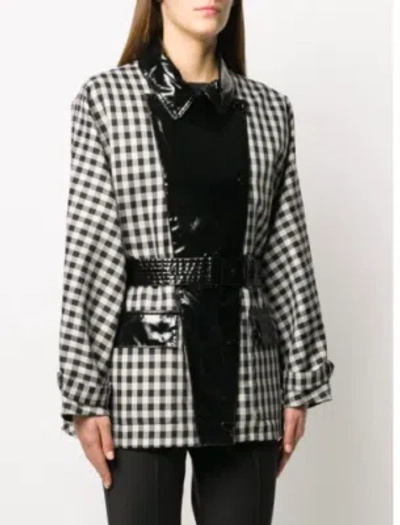 Pre-owned Barbour $540  X Alexa Chung Ivy Gingham Coat Jacket Lca0248bk11 Black White