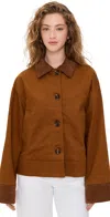 Barbour Corduroy-collar Buttoned Jacket In Brown