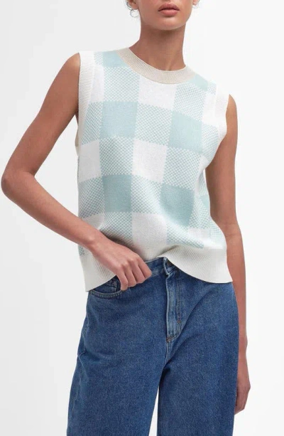 Barbour Abigail Check Jacquard Sleeveless Cotton Sweater In Blue Haze