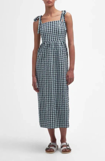 Barbour Abigail Gingham Cotton Midi Sundress In Blue Haze Gingham