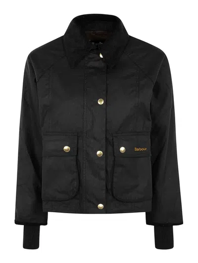 Barbour Cropped Beadnell Wax Outwear In Black