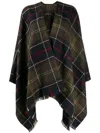 Barbour Acrylic Cape With Tartan Pattern In Multicolour