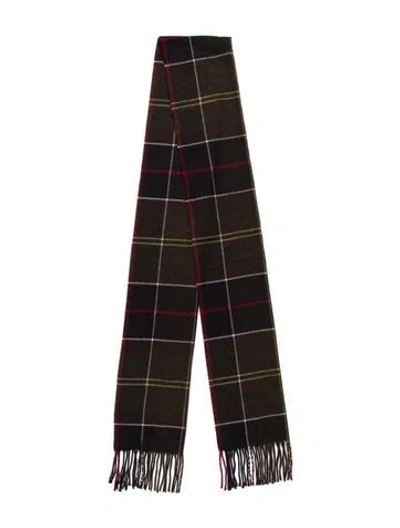 Pre-owned Barbour Acrylic Striped Scarf In Green
