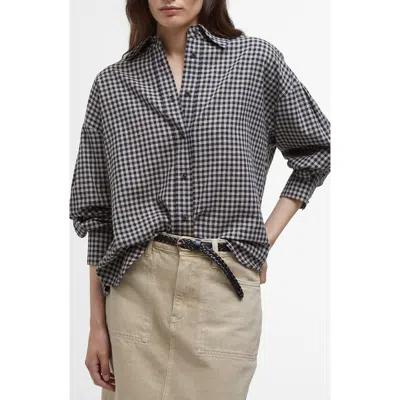 Barbour Adaline Check Cotton & Linen Button-up Shirt In Black
