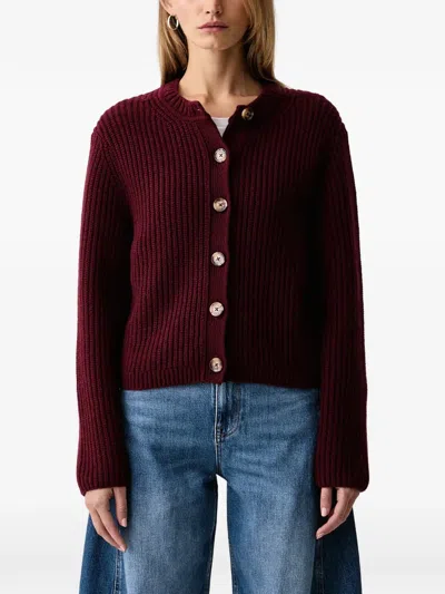 Barbour Adalyn Ribbed-knit Cardigan In Red