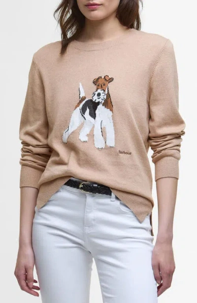 Barbour Fareham Crew-neck Dog Icon Sweater In Neutral