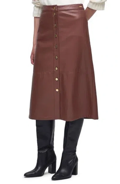Barbour Alberta Faux Leather Skirt In Brown