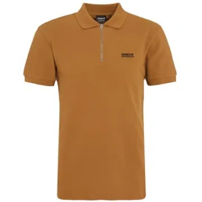 Barbour Albury Textured Zip Polo In Brown