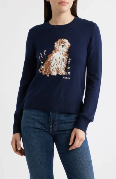 Barbour Alder Intarsia Cotton & Cashmere Sweater In Blue