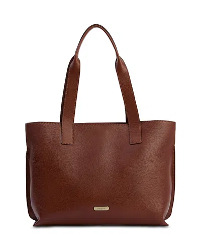 Barbour Alder Large Leather Tote Bag In Brown