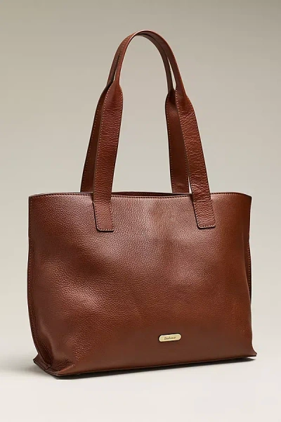 Barbour Alder Large Leather Tote Bag In Brown