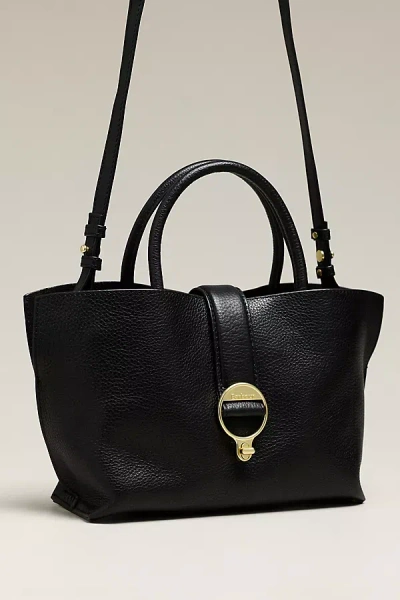 Barbour Alder Mini Leather Tote Bag In Black