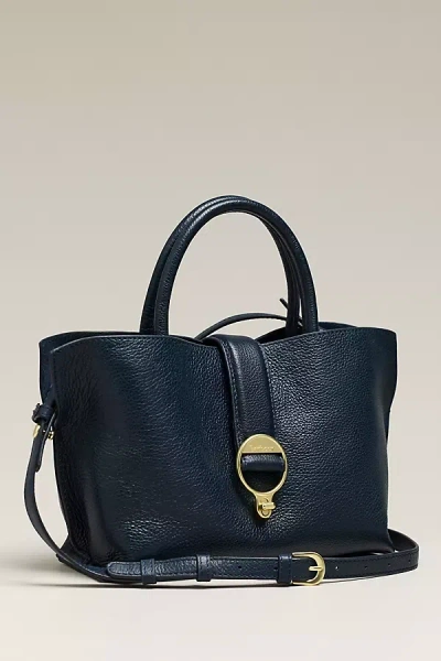 Barbour Alder Mini Leather Tote Bag In Blue