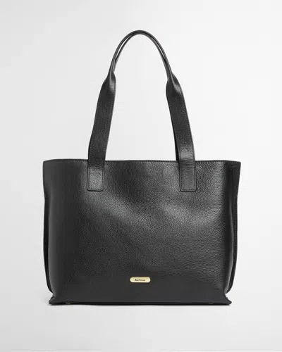 Barbour Alder Womens Large Leather Tote Bag In Black
