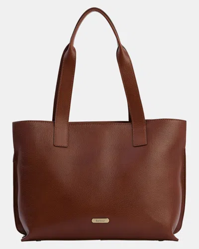 Barbour Alder Womens Large Leather Tote Bag In Brown