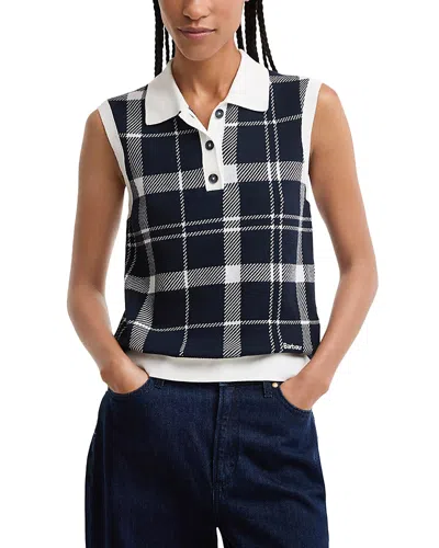 Barbour Allerdale Plaid Sleeveless Polo Sweater In Black