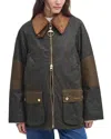 Barbour Highclere Hooded Waxed Jacket In Archive Olive/beech/ancient