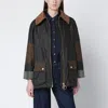 Barbour Allerston Waxed Jacket In Olive Green Color-block In Black