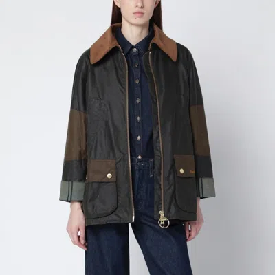 BARBOUR ALLERSTON WAXED JACKET IN OLIVE GREEN COLOR-BLOCK