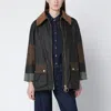 Barbour Allerston Waxed Jacket In Olive Green Color-block In Brown