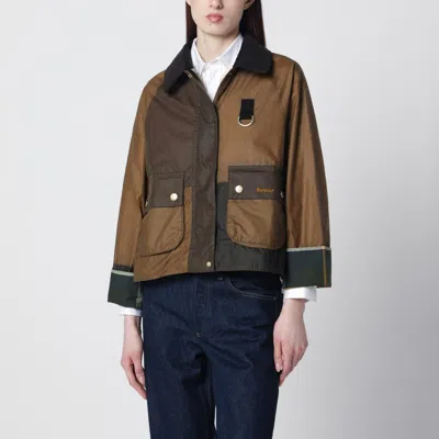 Barbour Alma Jacket Sand Beige/olive Green In Waxed Cotton In Brown