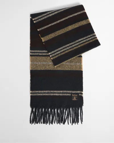 Barbour Alston Stripe Tartan Scarf In Brown