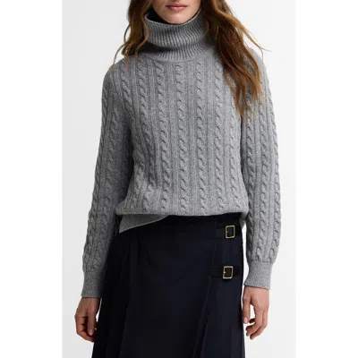 Barbour Ambleside Cable Knit Turtleneck Sweater In Gray