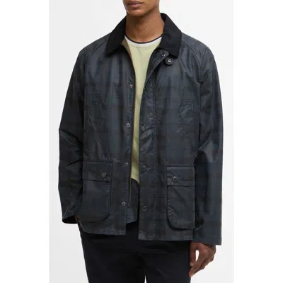Barbour Ambleside Plaid Water Resistant Waxed Cotton Shirt Jacket In Black
