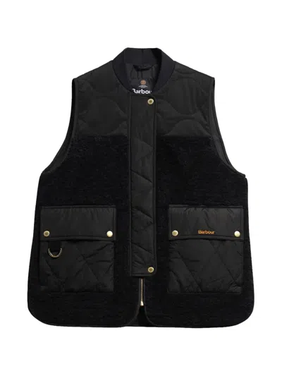Barbour Ampleforth Quilted Fleece-panel Gilet In Blue