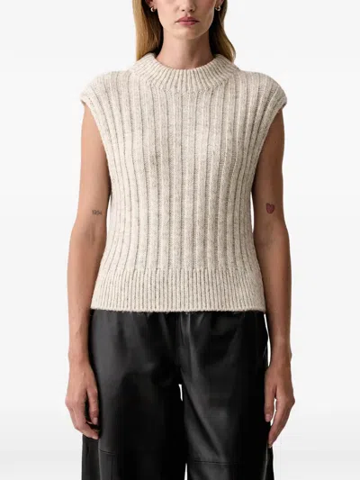Barbour Anastasia Ribbed-knit Sleeveless Sweater In Neutral