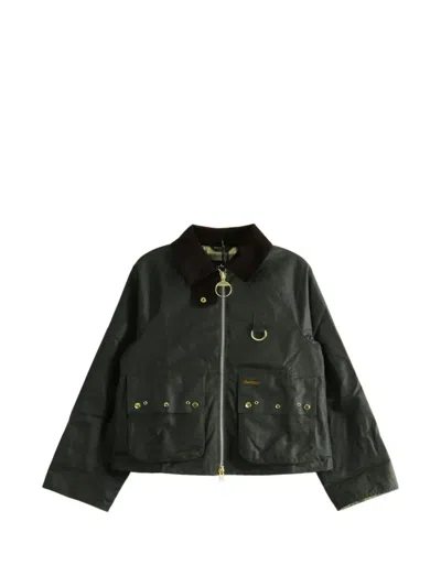 Barbour Ancient Tartan-print Corduroy-collar Jacket In Green
