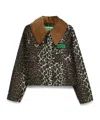 Barbour + Ganni Cotton Corduroy-trimmed Leopard-print Waxed-organic Cotton Jacket In Black