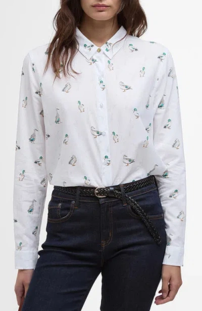 Barbour Animal Print Button-up Shirt In White