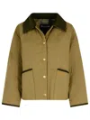 Barbour Anise Corduroy-trimmed Cropped Quilted Shell Jacket In Green